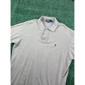Vintage Polo Ralph Lauren Tan Beige Pique Polo Shirt Made in USA Mens XL